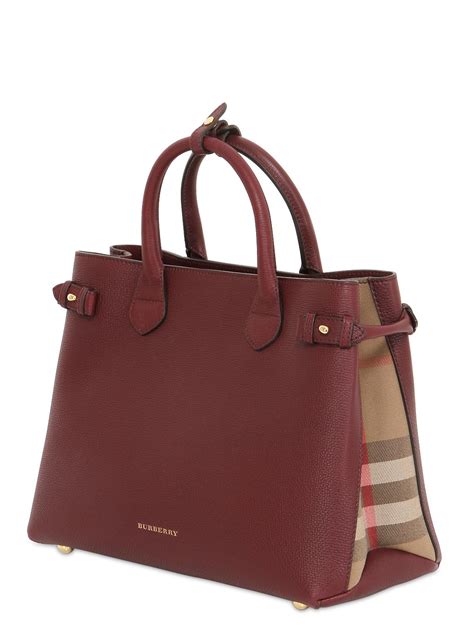 purple burberry house check horseshoe leather satchel bag|Burberry handbags for women.